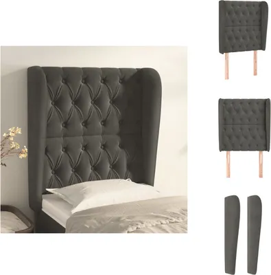 Produktbild von vidaXL Kopfteil mit Ohren Dunkelgrau 83x23x118/128 cm Samt -  Kopf- & Fußenden