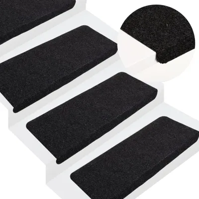Produktbild von The Living Store Stufenmatten Selbstklebend 15 Stk. 65x24,5x3,5 cm Schwarz