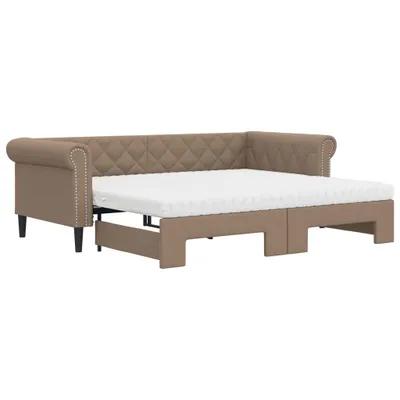 Produktbild von vidaXL Tagesbett Ausziehbar mit Matratzen Braun 90x200 cm Kunstleder