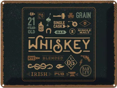Produktbild von vianmo Blechschild 30x40 cm Whiskey Alkohol blended irish pub Essen Trinken Bar Club