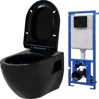 Produktbild von Hänge-Toilette mit Unterputzspülkasten Keramik Schwarz