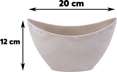 Immagine prodotto di Ciotola alta ovale vintage grigio chiaro 20 x 12 cm resistente alle intemperie