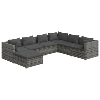 Produktbild von vidaXL 7-tlg. Garten-Lounge-Set mit Kissen Poly Rattan Grau