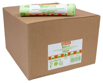 Produktbild von DEISS Biomüllbeutel 30 Liter, 06030, 100% Kompostierbar - Karton / 30 Liter | Karton (50 Rollen)