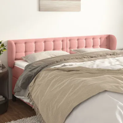 Produktbild von The Living Store Kopfteil mit Ohren Rosa 203x23x78/88 cm Samt