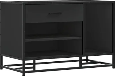 Image de vidaXL Banc à chaussures noir 80x40x53,5 cm Bois composite et métal