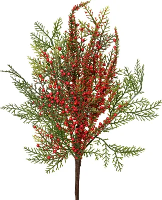Produktbild von Künstlicher Beerenzweig 50cm mit roten Beeren Grün / Rot