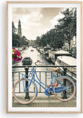 Produktbild von Gerahmtes Poster - Rahmen in heller Eiche - Amsterdam Fahrräder Brücke - 61x91,5 cm - Wand Bild - Wanddeko - Wandbilder - Kunstposter - Wandposter - Bilderrahmen - Bilder - Kunstdruck P2NPA61x91-4503