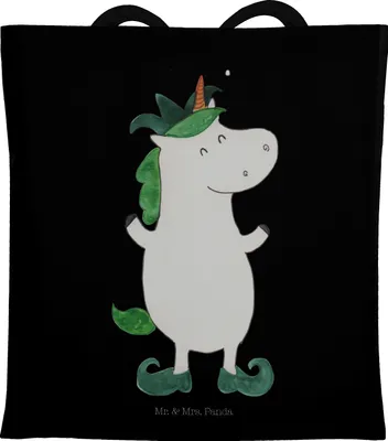 Produktbild von Mr. & Mrs. Panda Schultasche Einhorn Joker - Schwarz - Geschenk, Beutel, Tote Bag, Unicorn, Kasper, Einhörner, Laptoptasche, Gaukler, Tasche, Mittelalter, canvas
