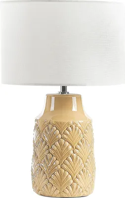 Obrázok produktu pre BELIANI Stolná lampa žltá keramický podstavec látkové tienidlo lesklá nočná lampa svietidlo moderný dizajn
