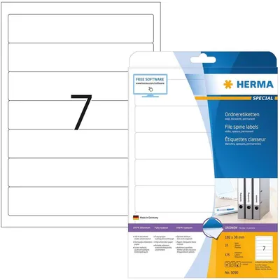 Produktbild von HERMA Ordneretiketten A4 weiß 192x38 mm Papier opak 175 St.