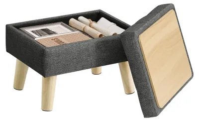 Image de SONGMICS : Tabouret de rangement, aspect lin, 40 x 30 x 29 cm