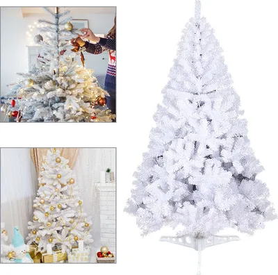 Produktbild von Yakimz Künstlicher Weihnachtsbaum PVC Nadeln Metallständer Tannenbaum Christbaum ideal für Zuhause Büro & Geschäfte 120cm Weiß