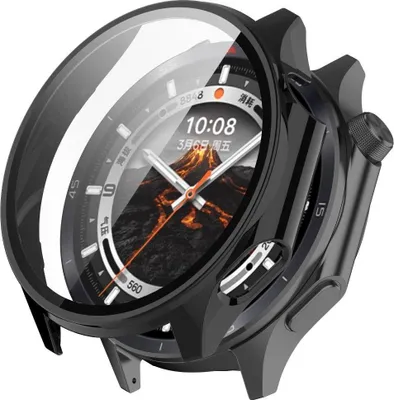 Produktbild von Strap-it PC-Hartschalenetui mit Displayschutzfolie - passend für OnePlus Watch 3 (schwarz)
