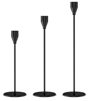 Kandelaar-Set, 3 Stück, schwarz, 33/28/22 cm, Metall