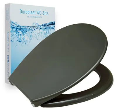 Produktbild von sanicomfort WC-Sitz, Duroplast, mit Absenkautomatik, Toilettensitz passend für alle handelsüblichen WC-Becken (anthrazit)