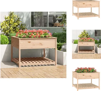 Imagen del producto de vidaXL Maceta con estante, 111,5 x 111,5 x 81 cm, madera maciza de pino - Macetas y jardineras