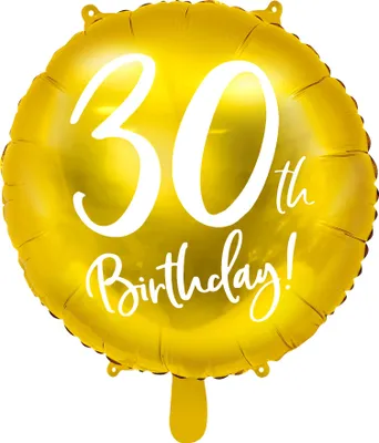 Immagine prodotto di Palloncino in foil con scritta 30° compleanno 45cm oro