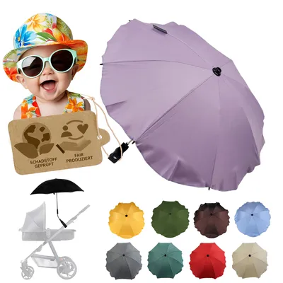 Produktbild von BAMBINIWELT Sonnenschirm für Kinderwagen Ø68cm UV-Schutz50+ Schirm Sonnensegel Sonnenschutz,flieder