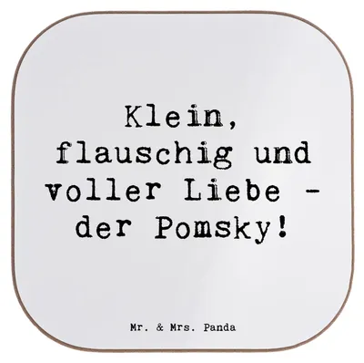 Produktbild von Mr. & Mrs. Panda Untersetzer für Gläser Spruch Flauschiger Pomsky - Weiß - Geschenk, Tassen, Coaster, Freude, Hunderassen, Pomeranian, Siberian Husky, Tischschoner, Glas