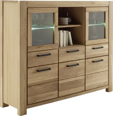 Produktbild von Highboard >SILIAS< in Wildeiche geölt, Wildeiche teilmassiv - 172x140x45 (BxHxT)