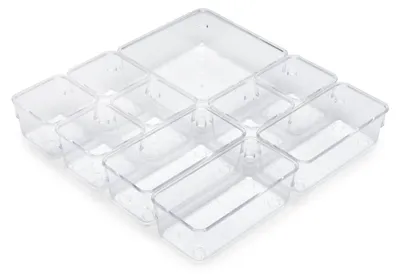 Image de Cubes de rangement, lot de 10 pour tiroirs, en plastique, transparents