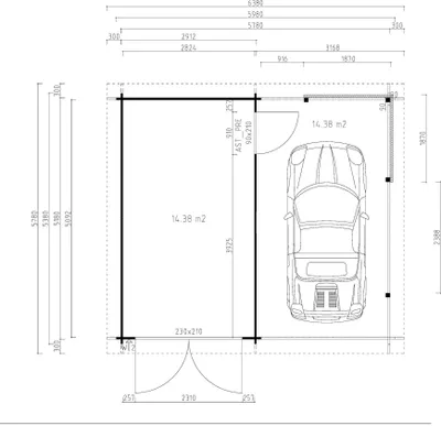 Produktbild von Fjordholz Holzgarage mit Carport Modell Gettorf 70