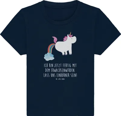 Produktbild von Mr. & Mrs. Panda  T-Shirt Einhorn Pupsen 24. - 36. Monat - French Navy - Geschenk, Regenbogen, Baby, Freundin, Spaß, Lustig, Glitzer, Kleinkind Shirt, Top, Unicorn