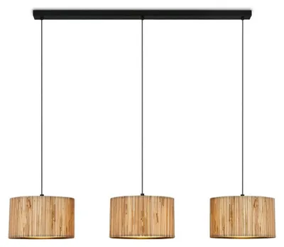 Immagine prodotto di Lampada a sospensione Briloner Slama, paralume in alghe marine, 3 luci, stile boho, attacco E27, naturale, 110 x 25 x 120 cm