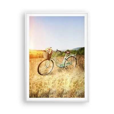 Produktbild von Gerahmtes Poster - Weißer Rahmen - Fahrrad Wiese Blumen - 70x100 cm - Wand Bild - Wanddeko - Wandbilder - Kunstposter - Wandposter - Bilderrahmen - Bilder - Kunstdruck - Wandbild - P2WPA70x100-4206