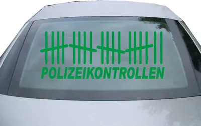 Produktbild von Indigos UG - Aufkleber Heckscheibe & Motorklappe DE2066 - grün - 600x228 mm - Polizeikontrollen - Auto Scheiben Fenster Heckklappe Tuning Racing JDM - Die cut