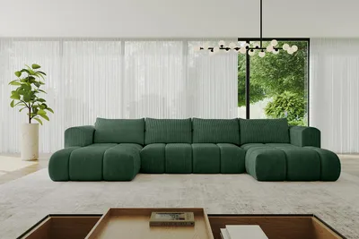 Produktbild von ALTDECOR Ecksofa in U-Form mit Schlaffunktion und Bettkasten CLOUD-U 405x185x90 Grün - Corner Sofa Bett Eckcouch Couch L-Form Schlafcouch Ausziehbar Wohnlandschaft Schlafsofa Cauchsofa