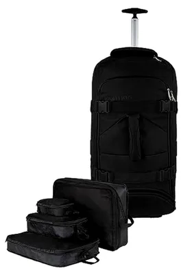 Produktbild von Reisetasche mit Rollen und Rucksackfunktion 60 L Reisetrolley Rucksack mit Rollen mit 4 Kleidertaschen