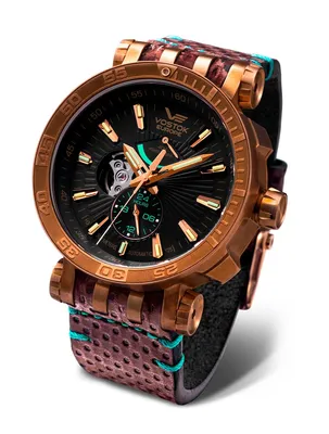 A close-up studio shot of a Vostok Europe men's watch.