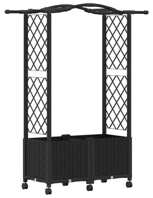 Obrázek produktu pro vidaXL Vyvýšený záhon s opěrnou mřížkou a střechou, černý, 125 x 40 x 144 cm, PP