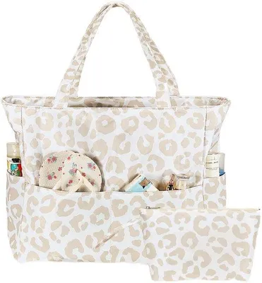 Obrázok produktu pre Unyqoos® Plážová taška – veľká, vodeodolná a pieskosieková, s moderným vzorom, 42 x 38 x 18 cm (d × š × h), so zipsom, vnútornou priehradkou a polstrovanými rúčkami