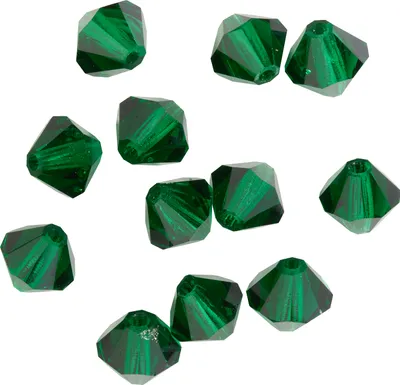 Produktbild von Glasschliffglitzerperlen, 6 mm, 12 Stück Emerald