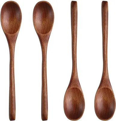 Obrázok produktu pre Sada drevených lyžíc, 22 cm, v japonsko-kórejskom štýle, 4 kusy, drevo, dlhé lyžice.
