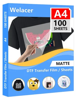 DTF Transfer Film A4, 100 Blatt, PET, matt, für Inkjet-Drucker