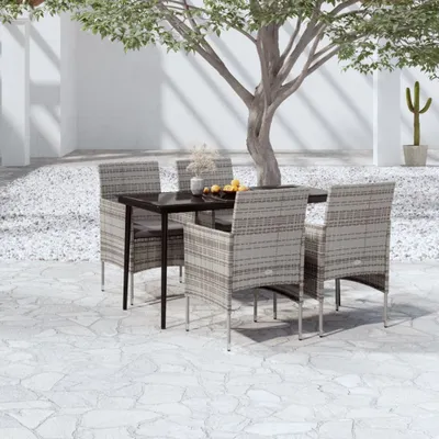 Image de The Living Store Ensemble de jardin 5 pièces avec coussins Gris et noir
