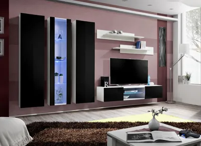 Image de Salon Mobilier Meuble TV Vitrine suspendue Armoire murale de luxe Neuf