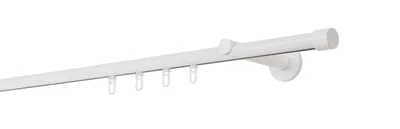 Produktbild von Gardinenstange Maß Innenlauf 20mm Cap 1-lauf Wand 12cm Farbe: Weiß, Größe: 300cm