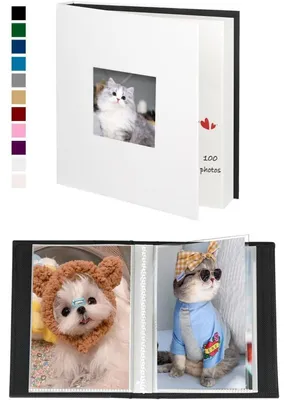 Productafbeelding van Fotoalbum 10x15 cm, 50 vakken, 2-delig, linnen, wit, geschikt voor 100 foto's