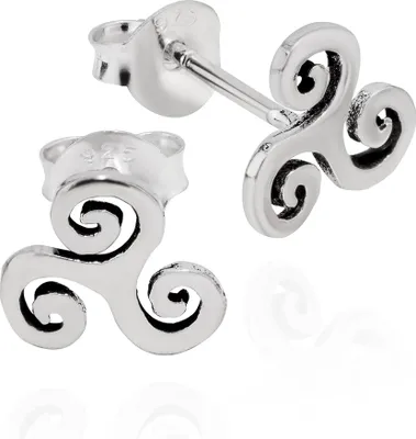 Produktbild von Paar Ohrstecker Keltische Triskel 925 Silber 8mm kleine Damen Gothic Ohrringe