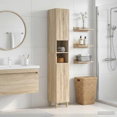 Obrázek produktu pro Maison Exclusive – Skříňka do koupelny s otevřenou policí, Imitace Sonoma