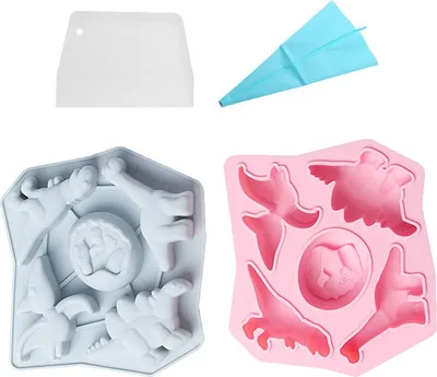 Image de Stareal 2 pièces dinosaures moules à cake pop en silicone, antiadhésif, moules à gâteaux snacks insolites Pour bonbons, cupcakes, pain de maïs