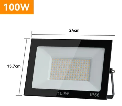 Obrázek produktu pro LED reflektor – venkovní nástěnné osvětlení – 100 W – stupeň krytí IP66 (vodotěsný) – 220–240 V – teplá bílá barva (2700–3500 K) – hliník