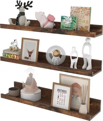 Productafbeelding van Famanu Wandplanken Set, 3-delig - Bruine wandplanken in verschillende maten