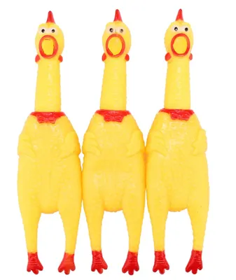 Produktbild von Screaming Chicken Hundespielzeug, gelbes Quietschhuhn aus Gummi, Neuheit und langlebiges Gummihuhn fš¹r Hunde, Gummihš¹hner im 3er-Pack