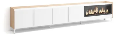Produktbild von TV-Möbel Holzeffekt weiß und eiche 315x35x61cm Kamin mit Feuereffekt